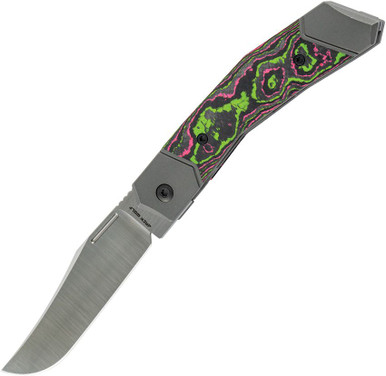Jack Wolf Knives 54176 Bionic Jack Framelock - 3.28" S90V Satin Blade, Titanium Handles with CamoCarbon Watermelon Sugar Inserts