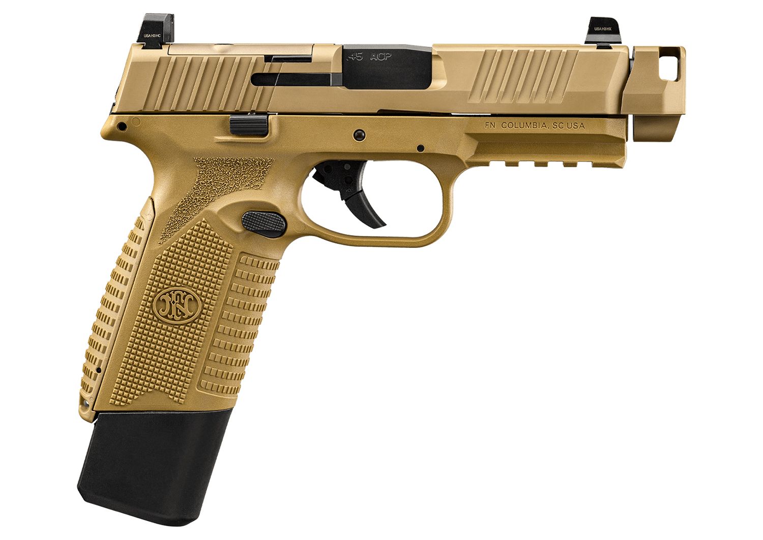 FN Herstal 545 MRD Compensated Optic Ready Pistol 66102138, 45 ACP, 4.43in, Interchangeable Backstrap, Flat Dark Earth Finish, 10 Rds