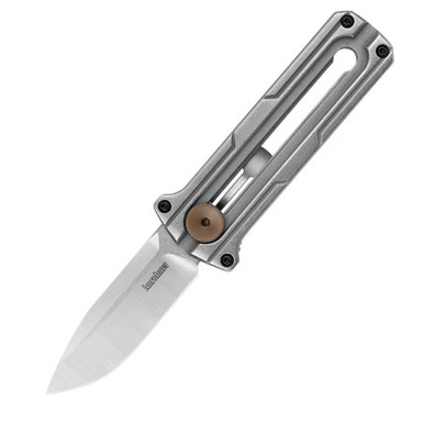 Kershaw Cybernet Manual OTF Knife - 2.4" Satin Spear Point D2 Blade, Gray Aluminum Handles