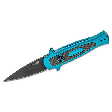 Kershaw Launch 12 AUTO Folding Knife - 2.5" Black CPM-154 Spear Point Blade, Teal Anodized Aluminum Handles w/ Carbon Fiber Inlay