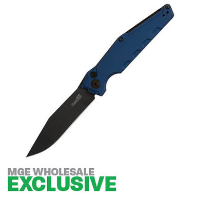 Kershaw Launch 7 AUTO Folding Knife - 3.75" Black CPM-154 Clip Point Blade, Blue Aluminum Handles - 7900BLUBLK