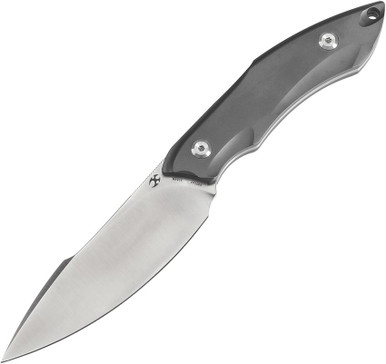 Kansept Knives Luccio Fixed Blade Knife - 3.81" CPM-S35VN Satin Harpoon Point Blade, Gray Anodized Titanium Handles, Kydex Sheath - G007A7