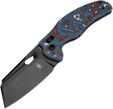 Kizer Knives Ki4488AC1 Sheepdog C01C Clutch Lock Flipper Knife - 3.15" S35VN Black Stonewashed Sheepsfoot Blade, Nebula FatCarbon Handles