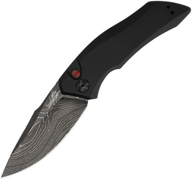 Kershaw Launch 1AUTO Folder - 3.4" Damascus Blade, Black Aluminum Handles - 7100BLKDAM
