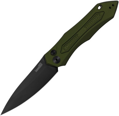 Kershaw Launch 6 Auto 7800OLBLK | Olive Aluminum Handle with Black CPM 154 Blade, Button Lock Automatic Knife
