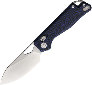 Kunwu Knives Pulsar XT Lock Folding Knife - 3.34" Satin Drop Point Elmax Steel Blade, Blue G10 G-Mascus Handles