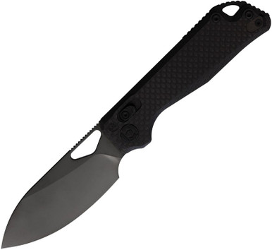 Kunwu Knives Pulsar XT Lock Folding Knife - 3.34" Black DLC Drop Point Elmax Steel Blade, Carbon Fiber Handles