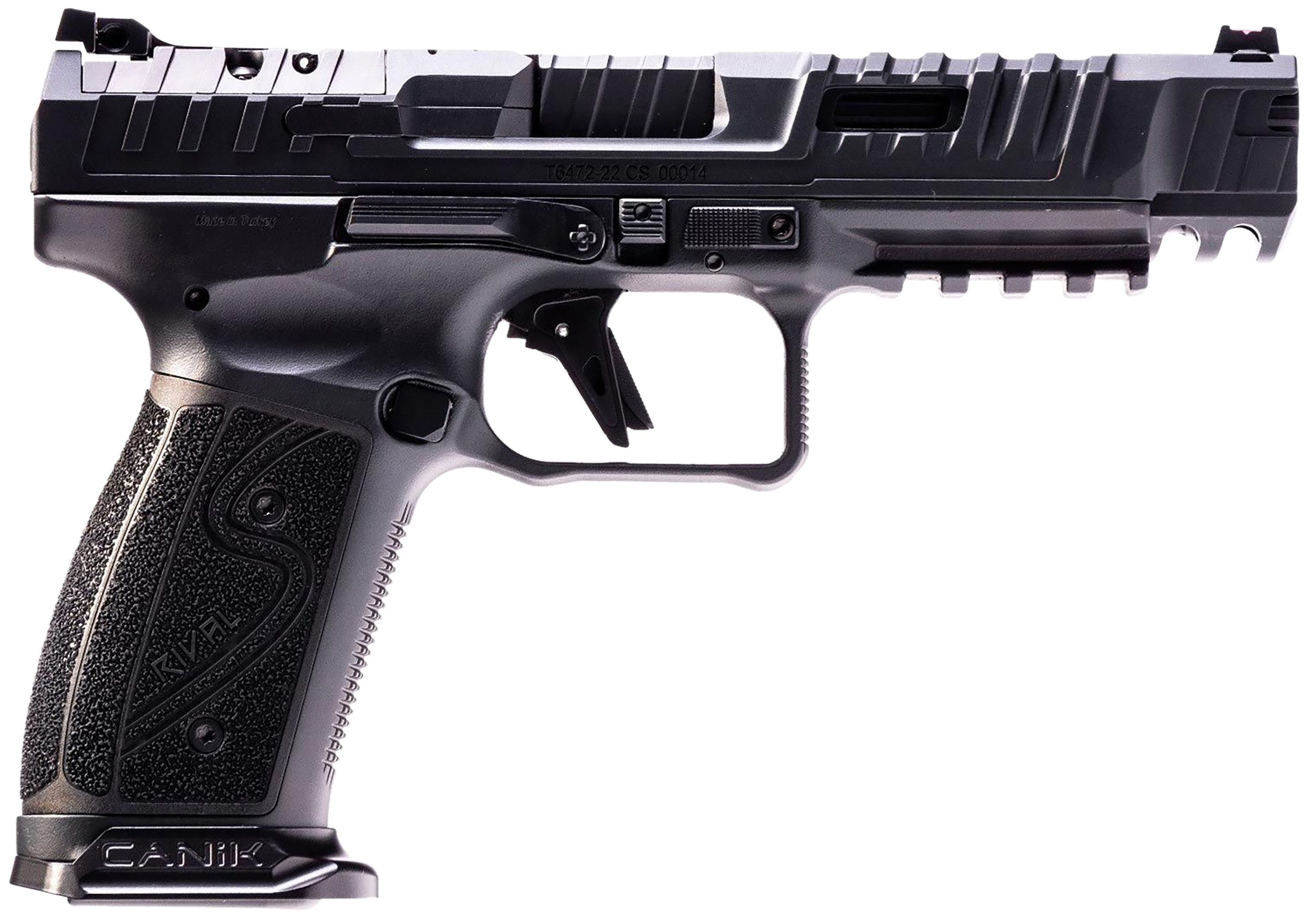 Canik SFX Rival-S Full Size Pistol HG7010N, 9mm, 5", Textured Grips, Dark Side Finish, Steel Frame, Ported Steel Slide, Optic Ready, 18 Rds