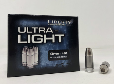 Liberty 9mm +P Ultra Light Ammunition LAUL9052 50 Grain FragmentingHollow Point 20 Rounds