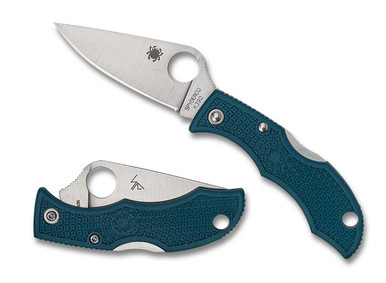 Spyderco Ladybug 3 Key Ring Knife - 1.97" K390 Satin Plain Blade, Blue FRN Handles, Lockback - LFP3K390