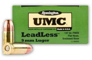 Remington 9mm Ammunition LeadLess LL9MM9 147 Grain Flat Nose Enclosed Bass 50 rounds