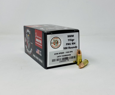 Lake Martin Machine Gun 9mm Luger *REMAN* Ammunition LMMG9MMR 115 Grain Full Metal Jacket 100 Rounds