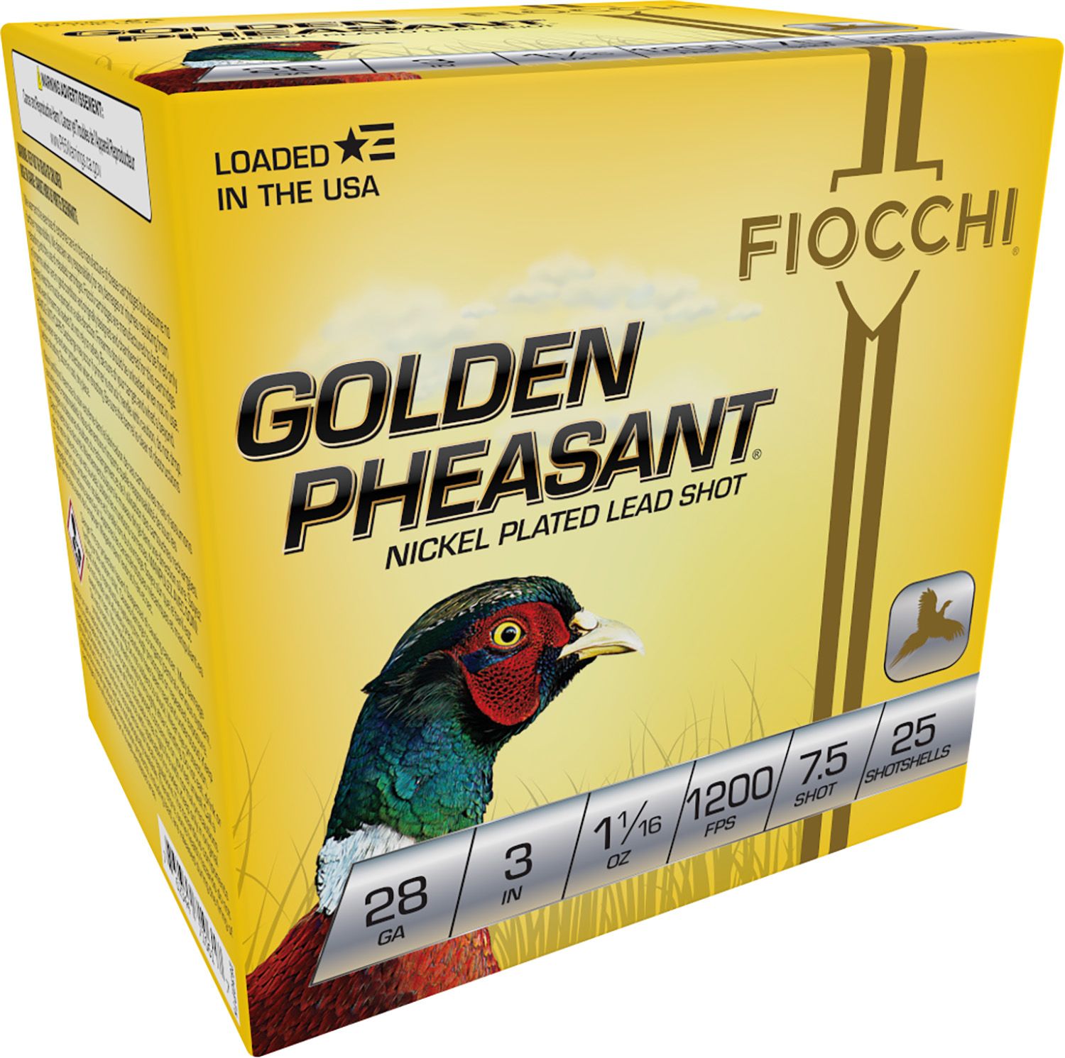 Fiocchi Golden Pheasant Extrema 283GP75, 28 Gauge, 3", 11/16 oz, 1200fps, 7.5 Shot, 25 Rd/bx