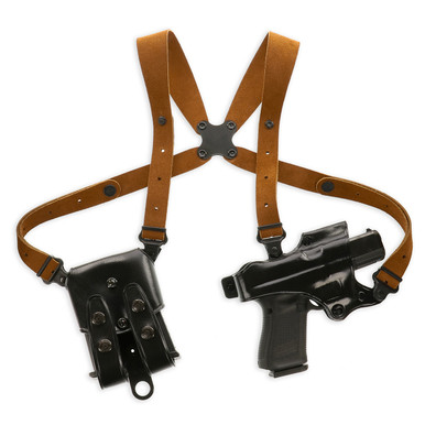 Galco Jackass Rig Shoulder Holster - Right Hand, Fits Glock 17/19/26, Black Leather