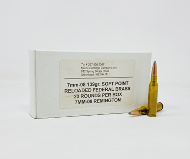 Maine Cartridge Company 7mm-08 *REMAN* Ammunition MCC7MM08 139 Grain Soft Point 20 Rounds
