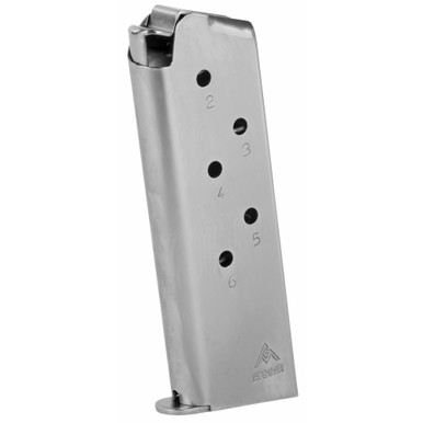 Mec-Gar USA 1911 Officer 45 ACP 6 Round Magazine - Nickel Finish