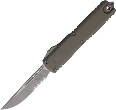Microtech Ultratech Gen III ZBP 3.5" M390MK Apocalyptic Partially Serrated Blade Natural Clear Aluminum Handle OTF - 1121-11APNC