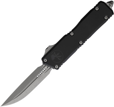Microtech 1181-10AP Auto Scarab II OTF Gen III Executive - 3.9"D/E-SBohler M390MK Apocalyptic Finish Blade, Black Aluminum Handles