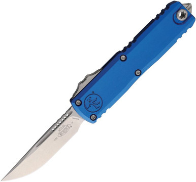 Microtech 12314-10BL UTX-85 Blue | Gen IV OTF Automatic Knife with M390MK Blade & Blue Aluminum Handle