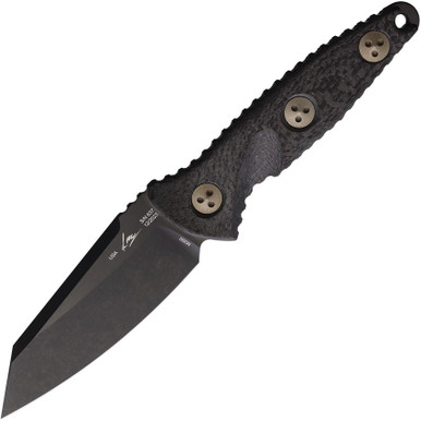 Microtech 93M-1DLCCFS Socom Alpha Mini Warcom Fixed Blade Knife - 3.72" Black DLC M390 Wharncliffe Blade, Carbon Fiber Handles, Kydex Sheath