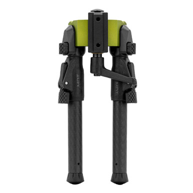 MDT GRND-POD Bipod - Height Adjustable, Four Locking Positions (0, 50, 80, and 180 Degrees), RRS Dovetail/ARCA Attachment Interface, Aluminum Core, Carbon Fiber Legs, Green