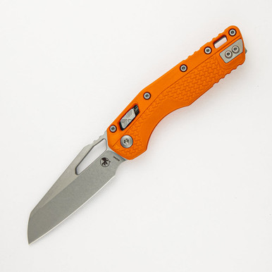 Microtech MSI RAM-LOK Manual Folding Knife - 3.88" Bohler M390MK Stonewashed Modified Sheepsfoot Plain Blade, Orange Injection Molded Polymer Handles - 210T-10PMOR