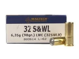 Magtech 32 Smith&Wesson Long Ammunition MT32SWLB 98 Grain Lead Wadcutter 50 rounds