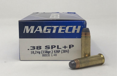 Magtech 38 Special +P Ammunition 38N 158 Grain Semi Jacketed Soft PointFlat Nose 50 Rounds