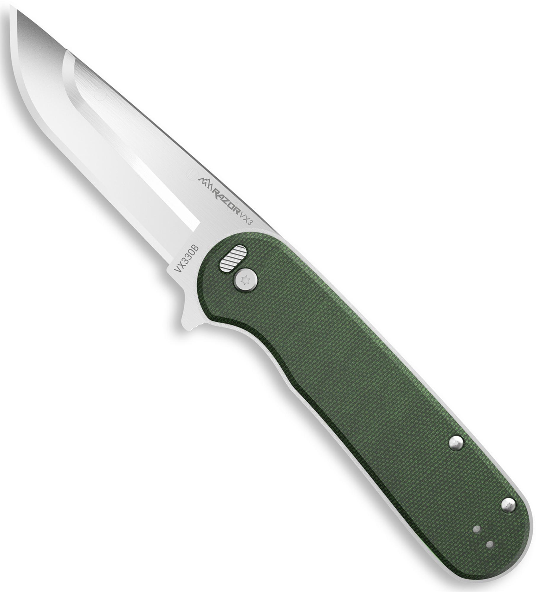 Outdoor Edge Razor VX3 Drop Point EDC Knife w/Green Handle (VX330B)
