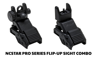 NCSTAR Pro Series Flip-Up Sight Combo - Fits Picatinny, Front and Rear Sight Combo, Black