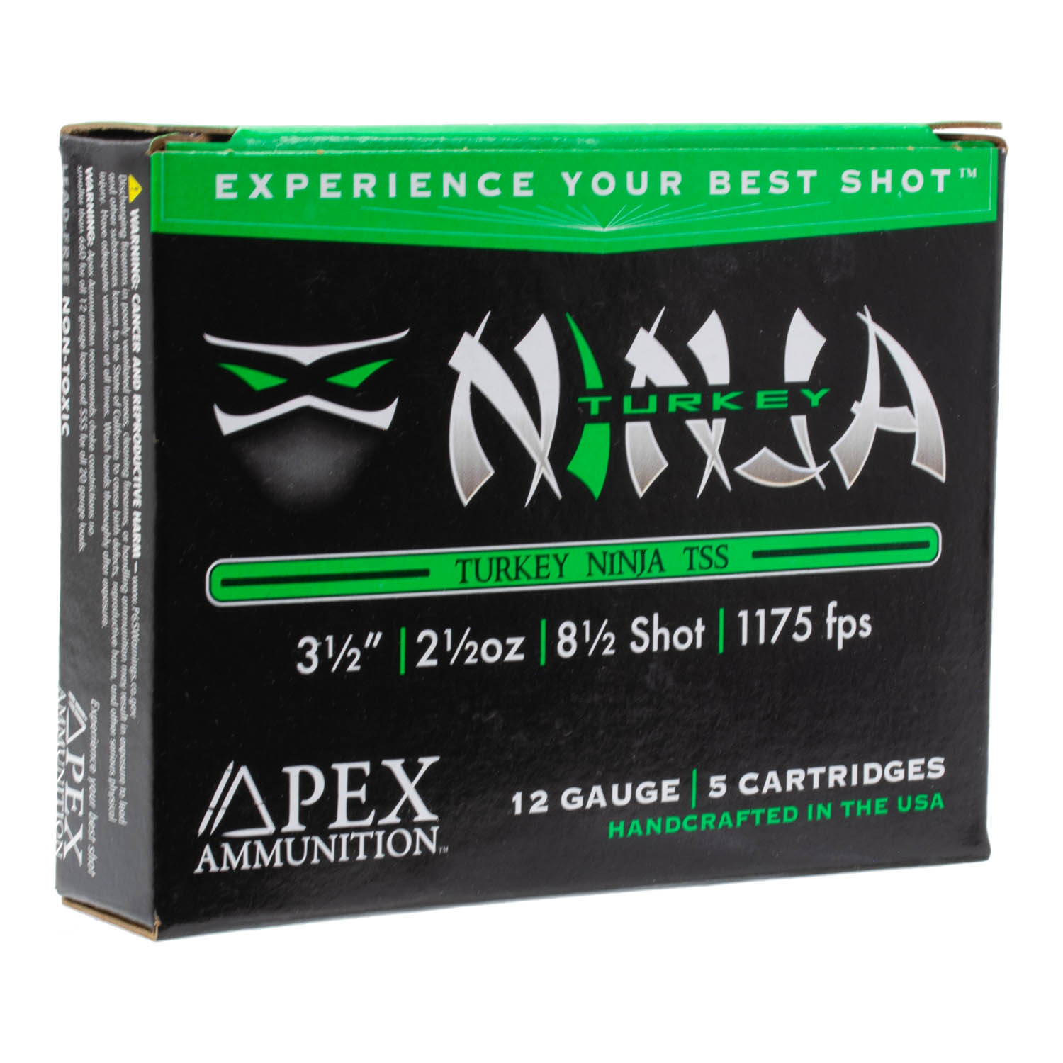 Apex Ammunition Turkey Ninja Tungsten Super Shot, 12ga. 3.5" 2-1/2oz. #8.5 Shot, 5 Round Box