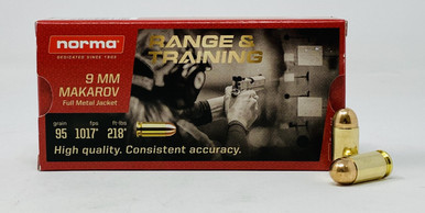 Norma 9mm Makarov Ammunition 620440050 95 Grain Full Metal Jacket 50 Rounds
