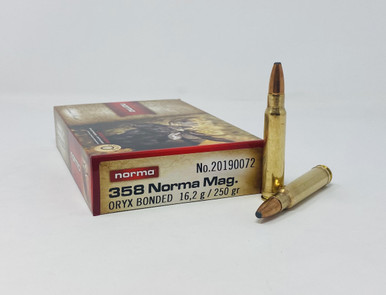 Norma 358 Norma Mag Ammunition NORMA20190072 250 Grain Oryx Bonded Jacket Soft Point 20 Rounds