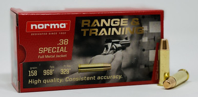 Norma 38 Special Ammunition 620540050 158 Grain Full Metal Jacket 50 Rounds