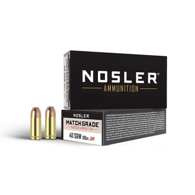 Nosler 40 S&W Match Grade Ammunition NOS51212 180 Grain Jacketed Hollow Point 50 Rounds