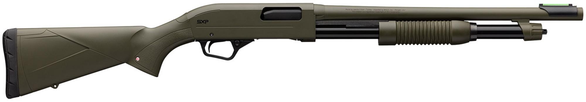 Winchester Repeating Arms SXP Defender Shotgun 512425695, 20 Gauge, 18", 3" Chmbr, OD Green, Synthetic Furniture, TruGlo Fiber Optic Sight