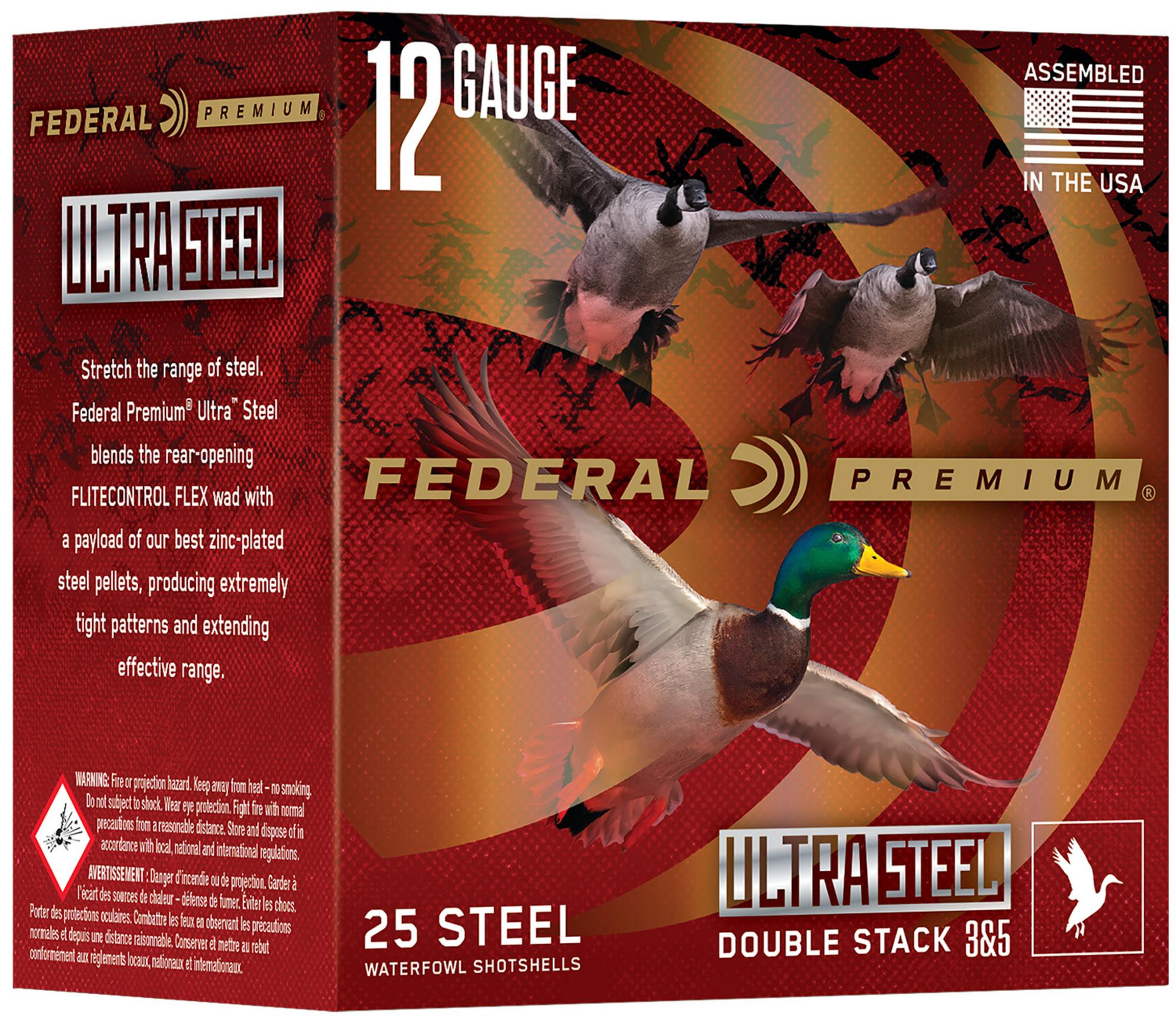 Federal Premium Shotshells PWUX1422, 12 Gauge, 3", 1 1/4 oz, 1450 fps, #2 Steel Shot, 25 Rds/box