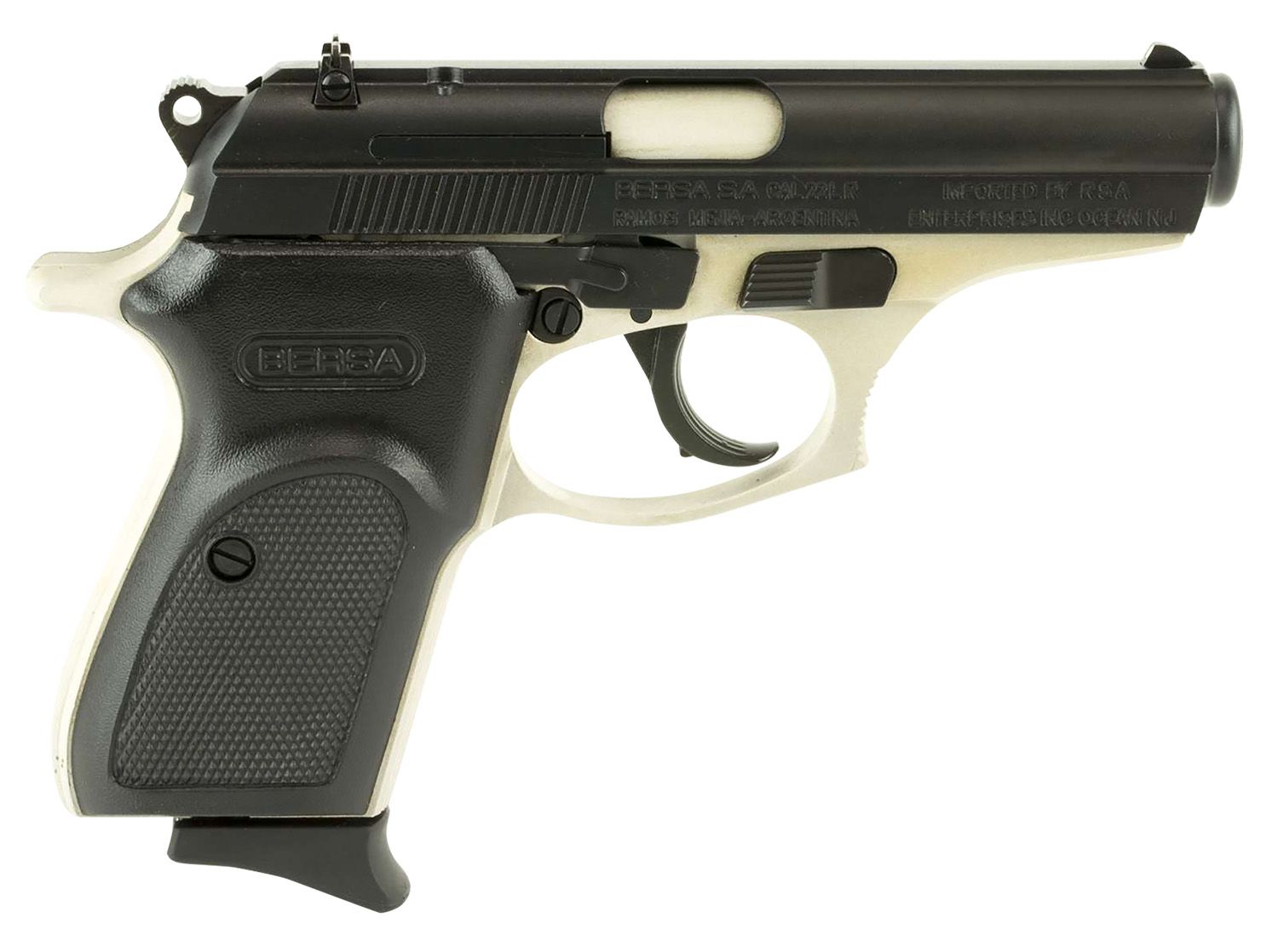 Bersa Thunder Pistol T22DT, 22 LR, 3.50in, Black Textured Polymer, Nickel Finish, 10 Rds