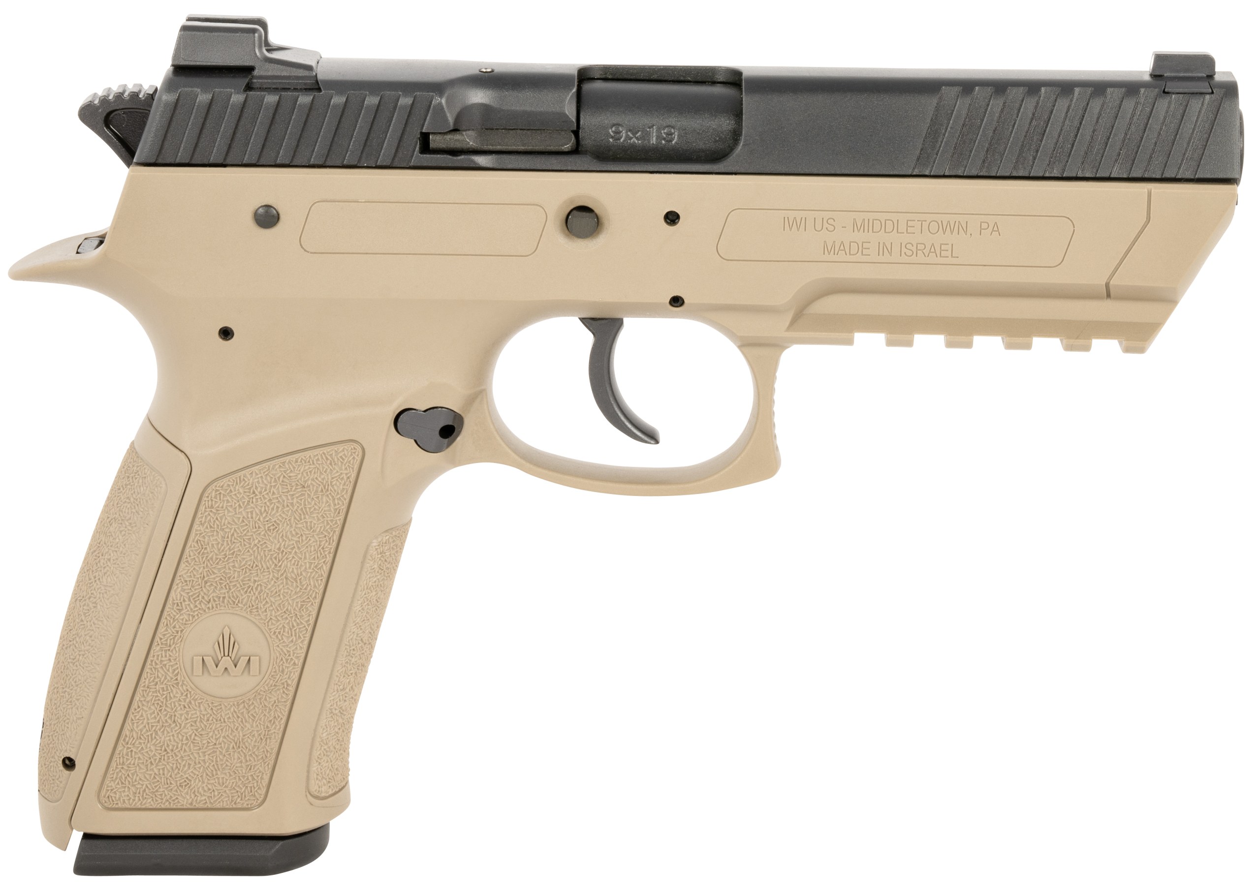 IWI Jericho 941 Enhanced Pistol J941PL9FDII, 9mm Luger, 4.40in, Serrated Black Steel Slide & Polymer Grips, Flat Dark Earth Finish, 17 Rds