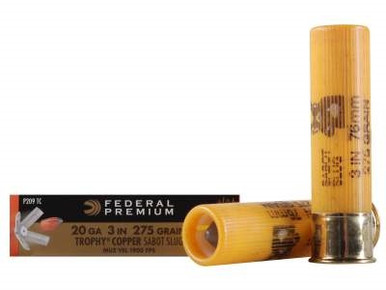 Federal 20 Gauge Ammunition Vital-Shok P209TC 3" 275 Grain Trophy Copper Tipped Sabot Slug 1900fps 5 rounds