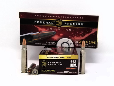 Federal 223 Rem Ammunition P223Q 60 Grain Nosler Partition 20 Rounds