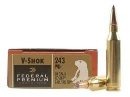 Federal 243 Premium V-Shok P243F 70 gr Nosler Ballistic Tip 20 rounds