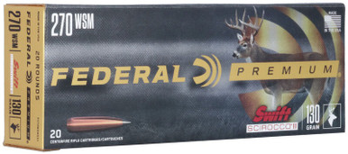 Federal 270 WSM Ammunition P270WSMSS1 130 Grain Swift Scirocco II Ballistic Tip 20 Rounds