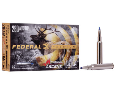 Federal 280 Ack Imp Ammunition P280AITA1 155 Grain Terminal Ascent Ballistic Tip 20 Rounds
