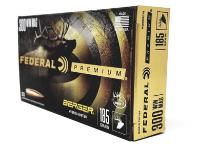 Federal 300 Win Mag Ammunition P300WBCH1 185 Grain Berger Hybrid Hunter 20 Rounds