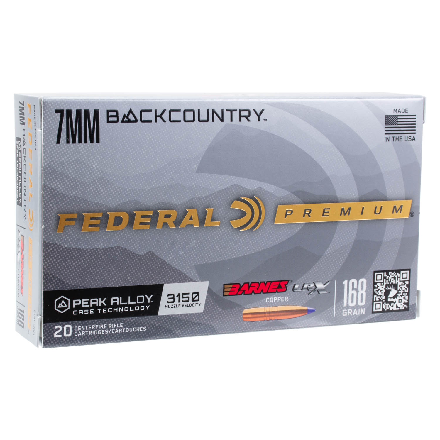 Federal Premium 7mm Backcountry 168gr. Barnes LRX Copper Ammunition, 20 Round Box