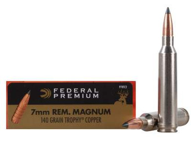 Federal 7mm Rem Mag Ammunition Vital-Shok P7RTC2 140 Grain Trophy Copper Tipped Boat Tail Lead-Free 20 rounds