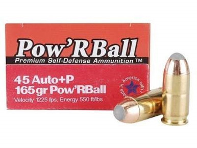 Glaser Corbon 45 Auto +P PB45165 Ammunition 165 Grain Pow'r Ball 20 rounds