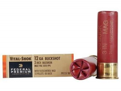 Federal 12 Gauge Ammunition Vital-Shok PFC15700 3" Buffered 00 Copper Plated Shot 12 Pellets 1325fps 5 rounds