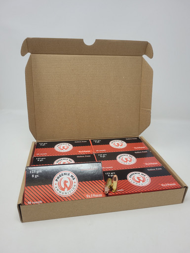 Phoenix MS 9mm Ammunition PHX9MM123THP 123 Grain Copper Plated Hollow Point Sleeve of 300 Rounds